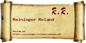 Reininger Roland névjegykártya